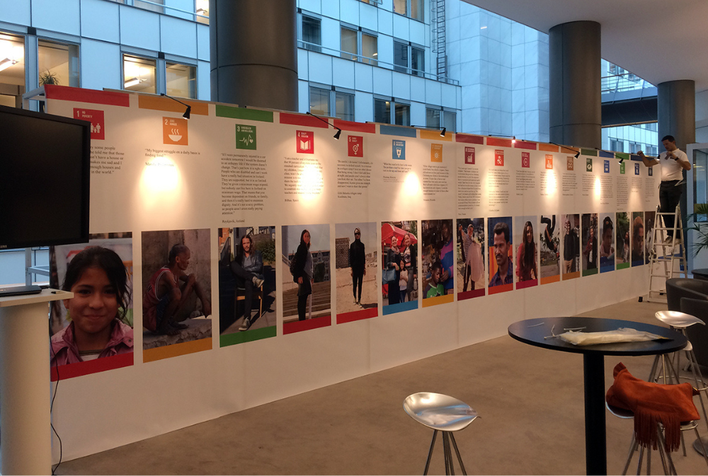 Exhibition storytelling wall installation